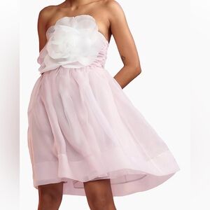 Cynthia Rowley Organza Flower Strapless Dress